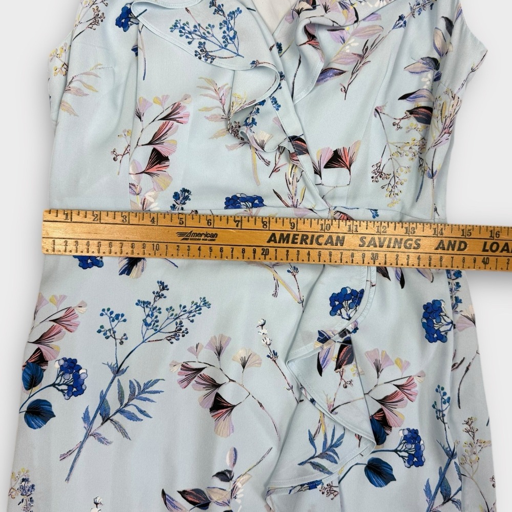 Banana Republic Floral Ruffle‎ High-Low Maxi Dress Blue Sleeveless Size 6 - Picture 9 of 13